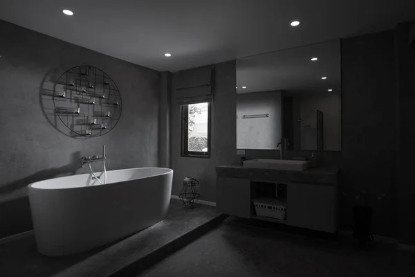 Vista Azulejos Agradable Baño Moderno Contemporáneo Blanco Negro —  Fotos de Stock