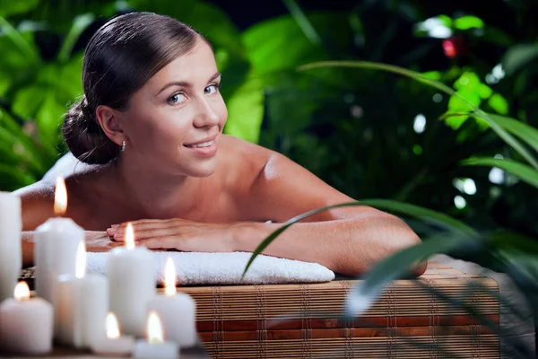 Portrait Young Beautiful Woman Spa Environment — Stock Photo, Image