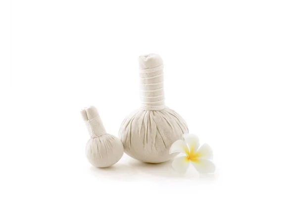 Close View Herbal Massage Compress White Back — Stock Photo, Image