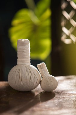 Bitkisel masaj görüntüsünü kapatın. Yeşil sırta sıkıştırın.. 