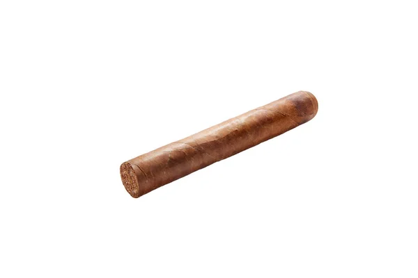 Close View Nice Robusto Cuban Cigar White Back Cut Out — Stock Photo, Image