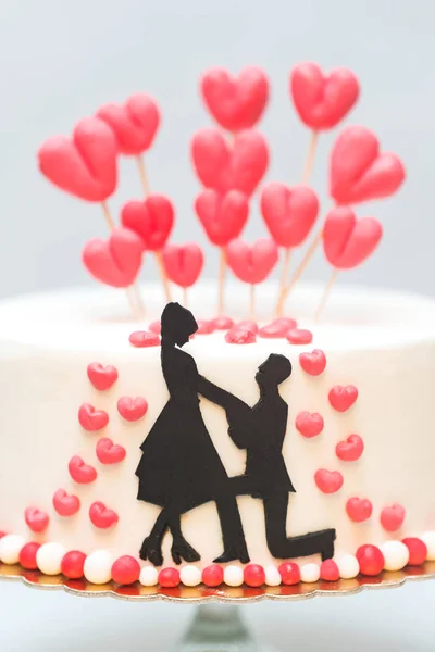 Beautiful Cake Engagement White Background — Stock Photo, Image