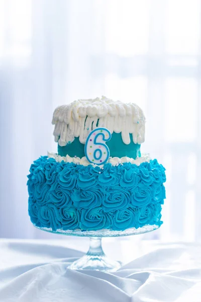 Beautiful Storey Cake Celebrate Sixth Birthday — Stock Photo, Image