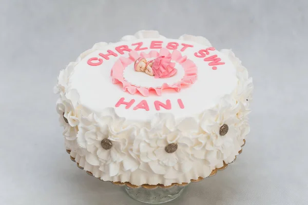 Piękny Tort Chrzest Hani — Zdjęcie stockowe