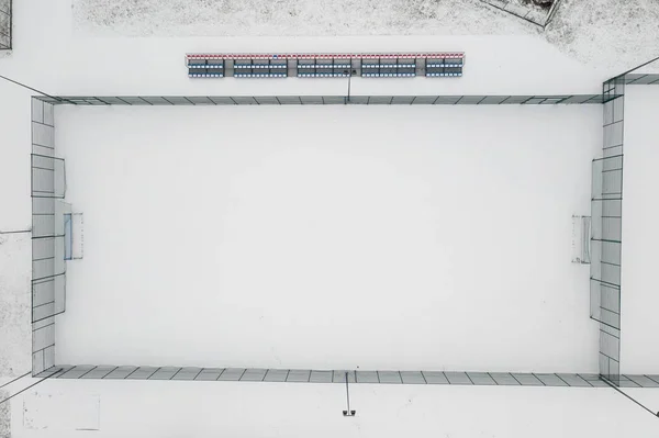 Pohled Shora Fotbalové Hřiště Zimním Období — Stock fotografie