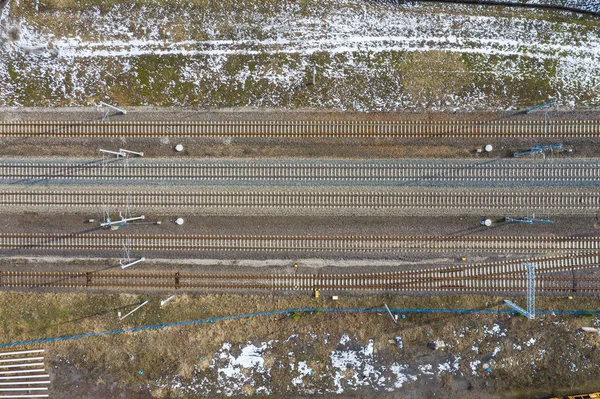 Ovanifrån Järnvägsspår Vintertid — Stockfoto
