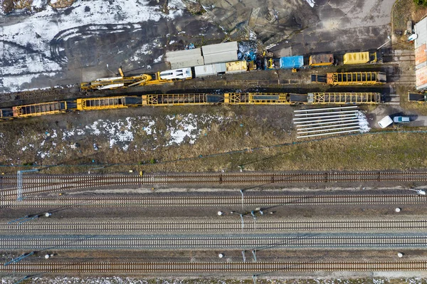 Top View Railway Tracks Winter Time — Stock Photo, Image