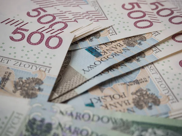 Polish paper money with a face value of PLN 500 per one banknote