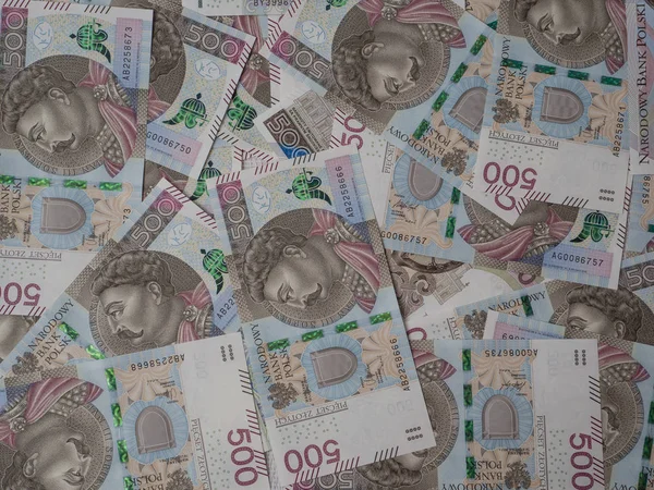 Polish paper money with a face value of PLN 500 per one banknote