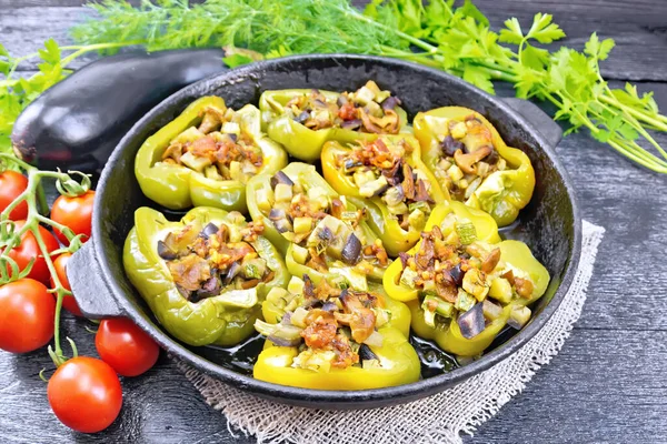 Sweet Pepper Stuffed Mushrooms Tomatoes Zucchini Eggplant Onions Seasoned Wine — Stock Photo, Image