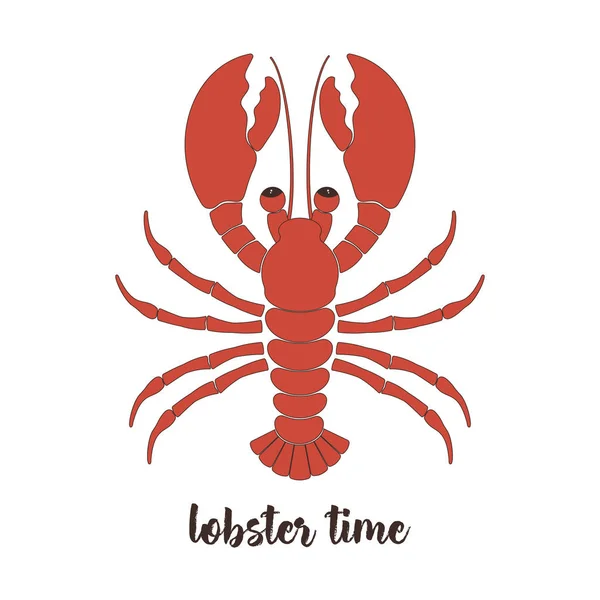 Lobster Card Inscription Time Lobster Banner Sea Inhabitant Cartoon Lobster — Stock Vector