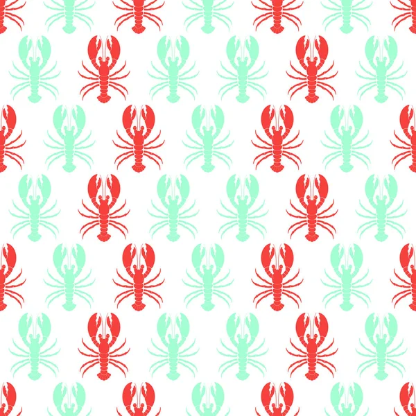 kırmızı ve turkuaz ıstakoz ile Seamless modeli ile renkli ıstakoz, deniz öğelerinin arka plan duvar kağıtları