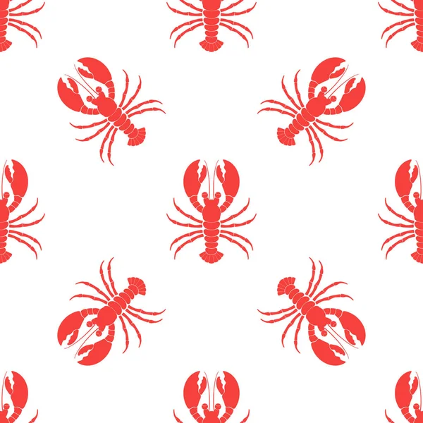 Seamless Pattern Lobsters White Background Sea Elements Wallpapers Red Lobsters — Stock Vector