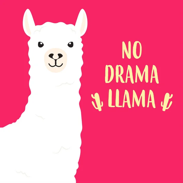 Lama Blanc Avec Lettrage Pas Drame Lama Affiche Motivation Pour — Image vectorielle