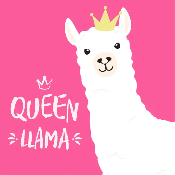 Fehér Láma Betűk Queen Láma Motivációs Poszterek Nyomatok Vektoros Illusztráció — Stock Vector