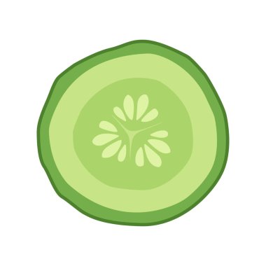 Salatalık dilim kesit üzerinde beyaz izole tohumları ile. vektör çizim