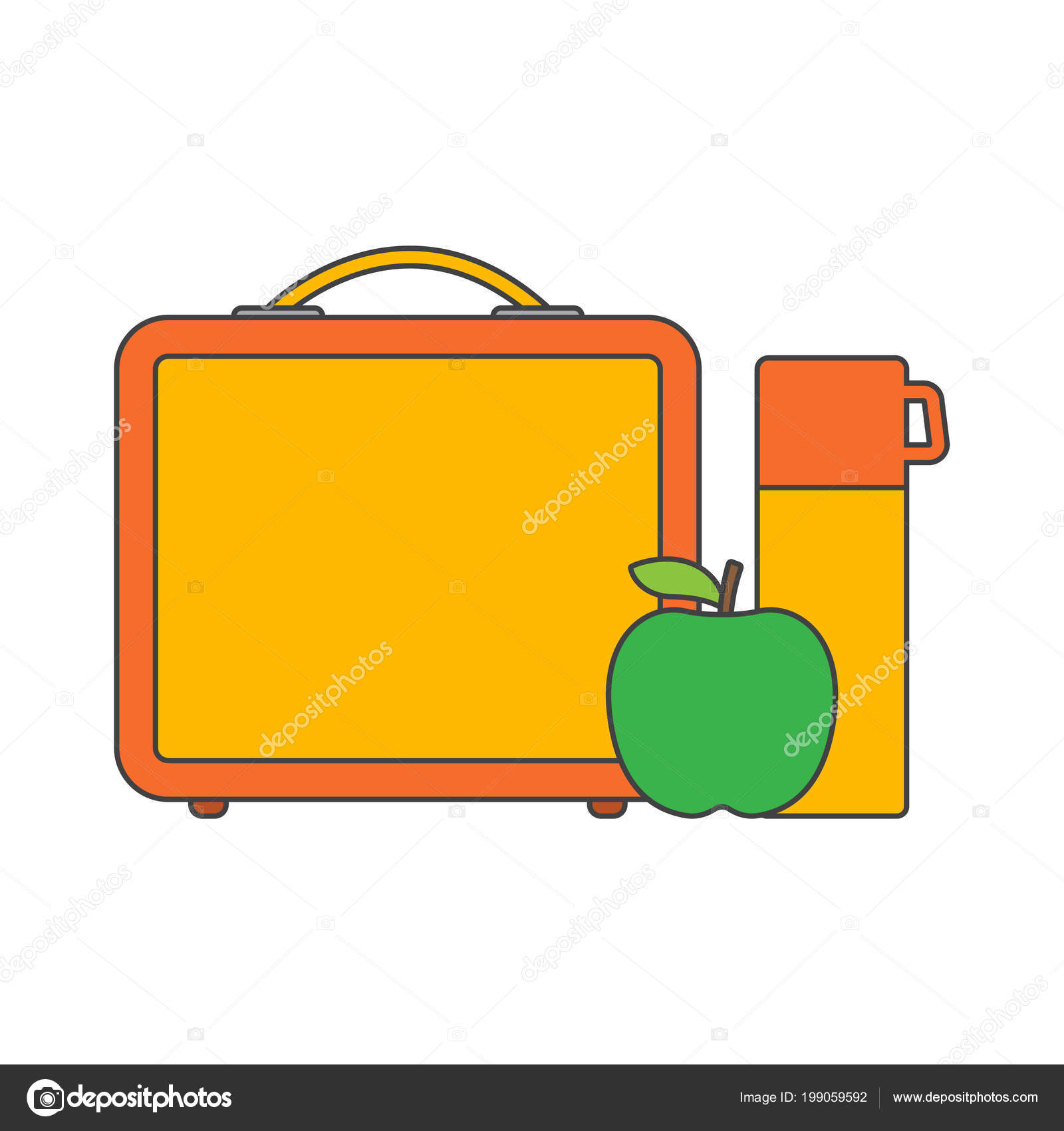 Lunch Break Time Box School Apple Water Stock Vector Lunch Break Time Box School Apple Water Stock Vector