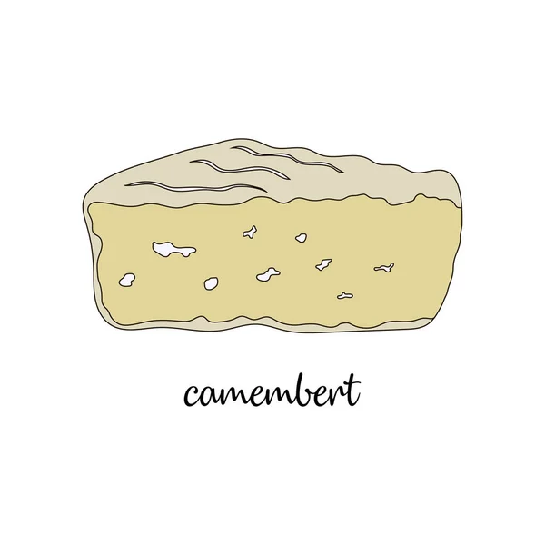Stück Käse Mit Textur Auf Weißem Hintergrund Stück Cartoon Camembert — Stockvektor