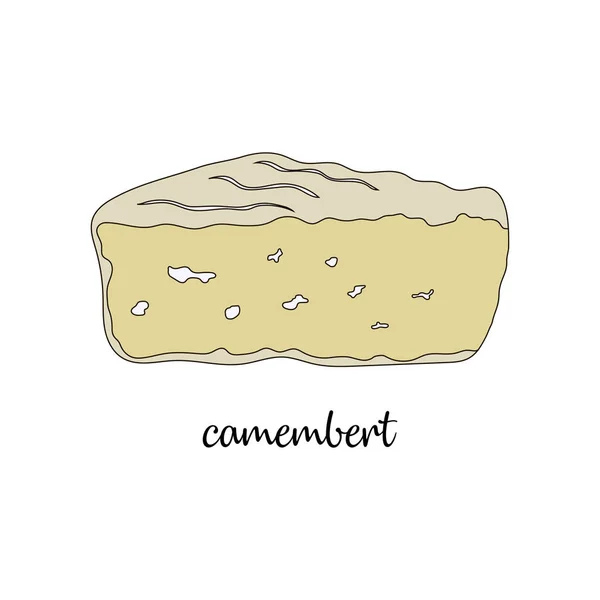 Trozo Queso Con Textura Sobre Fondo Blanco Trozo Camembert Dibujos — Vector de stock