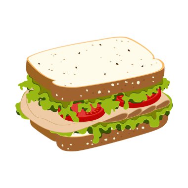 jambon, domates, marul ve beyaz arka plan üzerinde sağlıklı kahvaltı, öğle yemeği izole tost ile sandviç