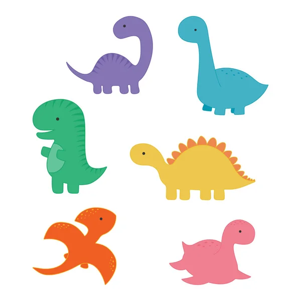 Grupo Desenhos Animados Dinossauro Engraçado Moda Para Bebê Cartão Dinossauro — Vetor de Stock