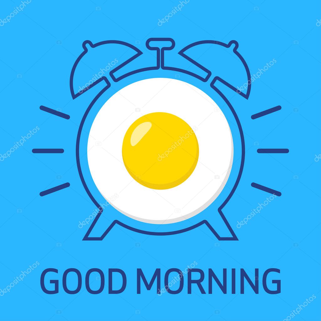 Good Morning. Fried egg and alarm clock. Vector illustration