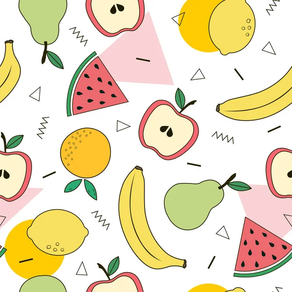 meyve ve geometrik şekiller, canlı renkli meyve duvar kağıtları, arka plan ile egzotik meyve ile soyut seamless modeli