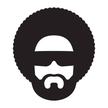 Afrika adam afro saç modeli ve güneş gözlüğü. Afro saç kesimi. Vektör çizim