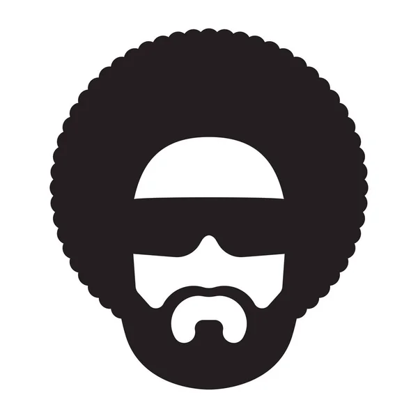 Afrikanischer Mann Mit Afrofrisur Und Sonnenbrille Afro Haarschnitt Vektorillustration — Stockvektor