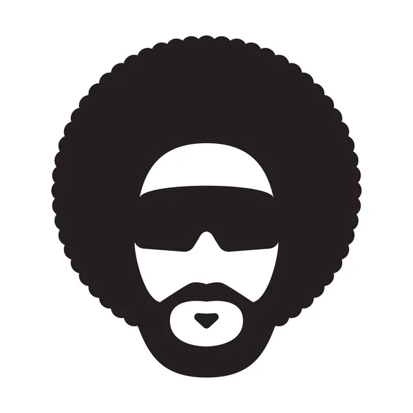 Afrikanischer Mann Mit Afrofrisur Und Sonnenbrille Afro Haarschnitt Vektorillustration — Stockvektor