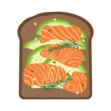 yararlı lezzetli kahvaltı tost, avokado, somon, susam ve baharat, sağlıklı gıda, lezzetli aperatif ile