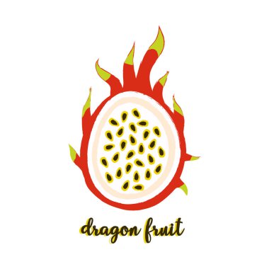 Beyaz, egzotik meyve, kart soyut tarzda izole dragon meyve