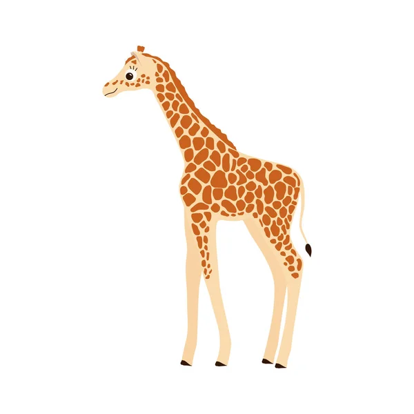 Cartoon Giraff Vit Bakgrund Söt Och Rolig Underbar Djur Med — Stock vektor