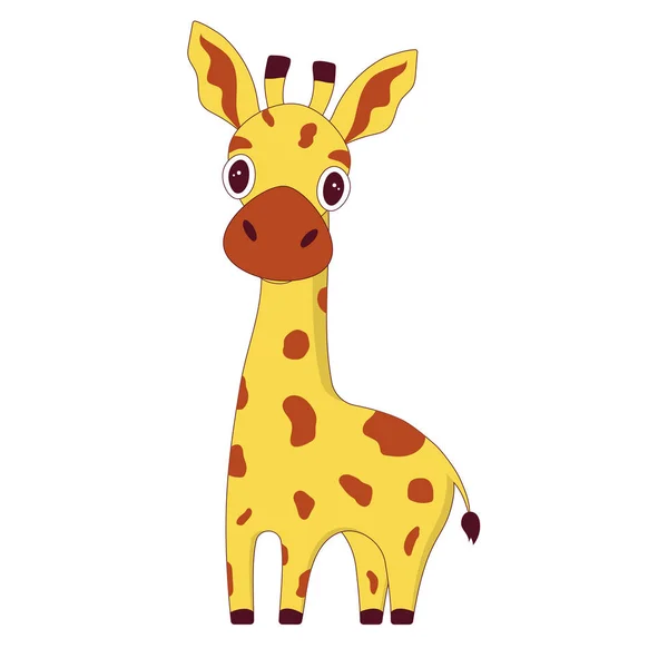 Söta Tecknade Giraff Vit Bakgrund Roligt Djur För Någon Design — Stock vektor