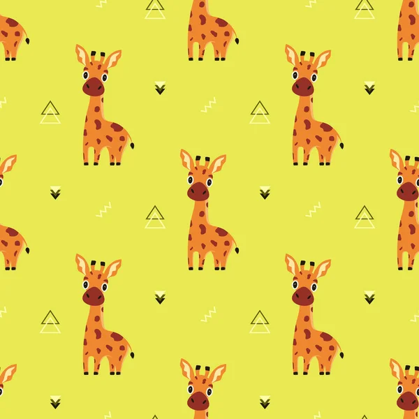 Motif Sans Couture Avec Des Girafes Dessin Animé Mignon Fonds — Image vectorielle