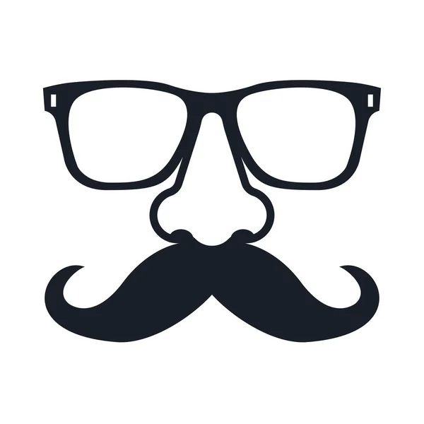 Schnurrbart Mann Mit Brille Hipster Stil Brille Nase Und Schnurrbart — Stockvektor