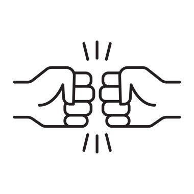 Yumruk çarpmak. Arkadaşlık işareti. Beyaz arka plan üzerinde vektör çizim