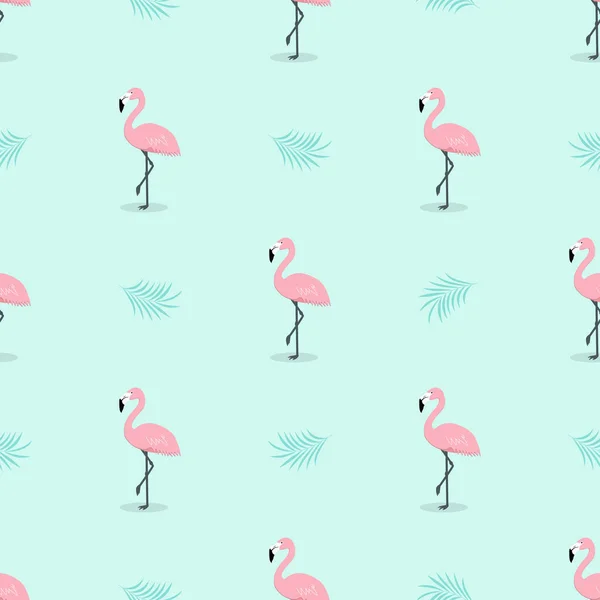 Nahtloses Muster Mit Flamingo Exotischen Blättern Design Für Stoff Und — Stockvektor