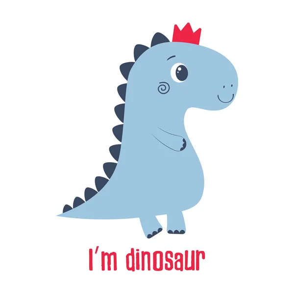 Einfache Illustration Des Cartoon Dinosauriers Krone Bild Des Niedlichen Tieres — Stockvektor