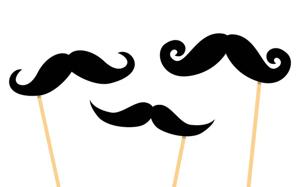 Mustaches Palo Plástico Elemento Para Fiesta Aislado Sobre Fondo Blanco — Archivo Imágenes Vectoriales