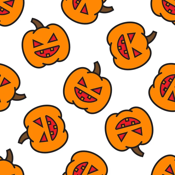 Glückliche Halloween Nahtlose Muster Mit Kürbis Vektorillustration — Stockvektor