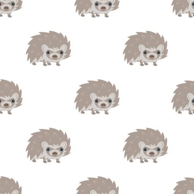 Beyaz, Sevimli çizgi film karakteri, herhangi bir tasarım için komik hayvan, basit desen üzerinde izole sonbahar desen gülümseyen kirpi