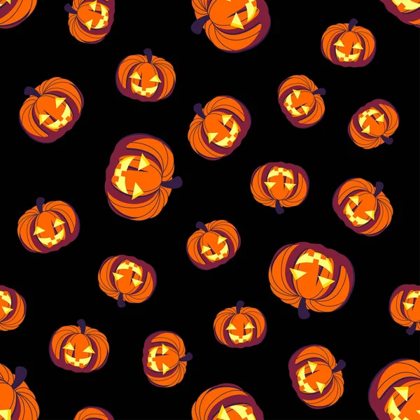 Naadloze Halloween Patroon Met Pompoenen Ark Achtergrond Cartooneske Hoofden Halloween — Stockvector