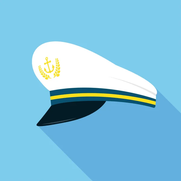 Chapeau Capitaine Avec Emblème Ancre Casquette Marin Style Plat Avec — Image vectorielle