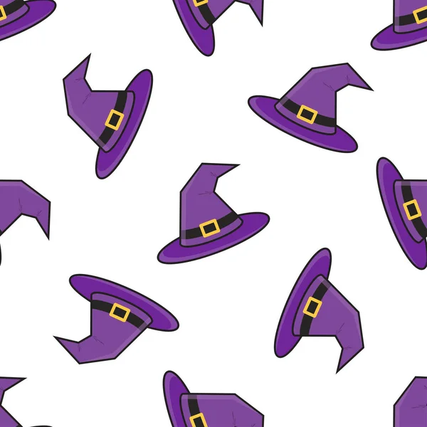 Sombrero Bruja Halloween Patrón Sin Costura Vector Ilustración — Vector de stock