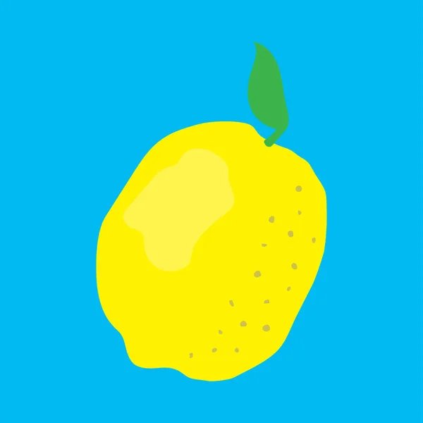 Fruit Frais Citron Avec Des Feuilles Isolées Sur Fond Bleu — Image vectorielle