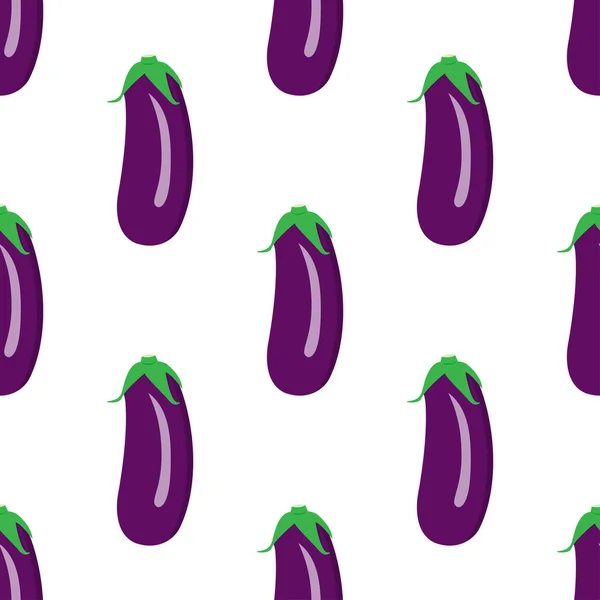 Eggplant Seamless Pattern White Background Aubergine Pattern Vector Illustration — Stock Vector