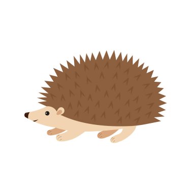 gülümseyen kirpi beyaz, Sevimli çizgi film karakteri, Cadılar Bayramı partisi için komik hayvan, basit tasarımı üzerinde izole gösteren resim