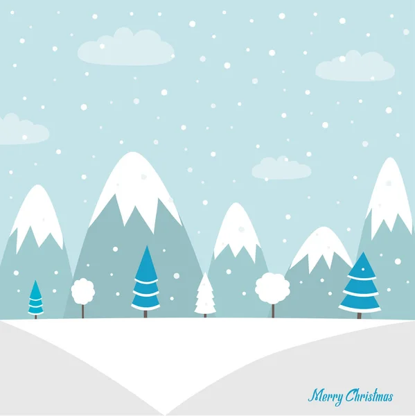 Banner Invierno Con Nieve Que Cae Montañas Bosque Fondo Navidad — Archivo Imágenes Vectoriales