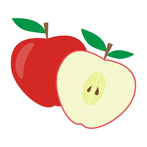 Manzana Roja Aislada Blanco Ilustración Vectorial — Archivo Imágenes Vectoriales